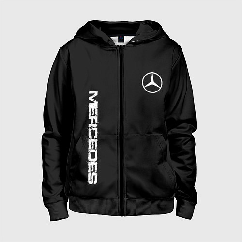 Детская толстовка на молнии Mercedes benz logo white auto / 3D-Черный – фото 1