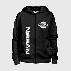 Толстовка на молнии детская Nissan logo white auto, цвет: 3D-черный