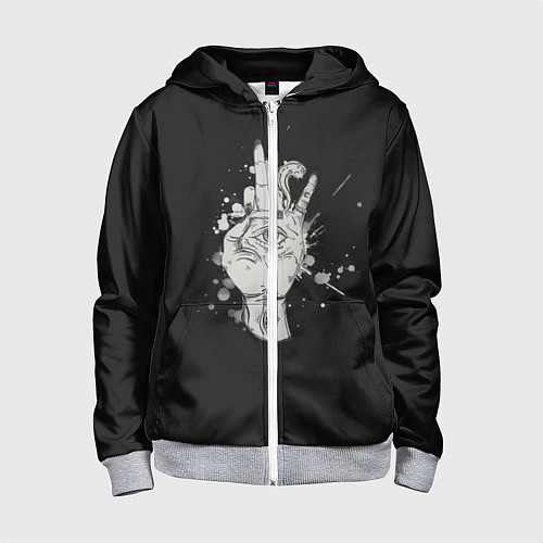 Детская толстовка на молнии Глаза и дым / 3D-Меланж – фото 1