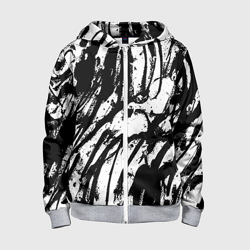 Детская толстовка на молнии Чёрно-белая абстракция: нейросеть / 3D-Меланж – фото 1