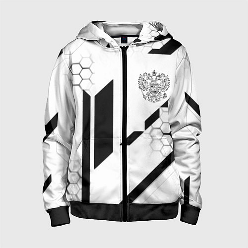 Детская толстовка на молнии Герб Рф текстура геймер / 3D-Черный – фото 1