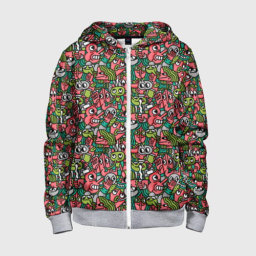 Детская толстовка на молнии Человечки с длинными носами / 3D-Меланж – фото 1
