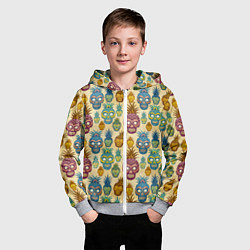 Толстовка на молнии детская Обезьяна ананас, цвет: 3D-меланж — фото 2