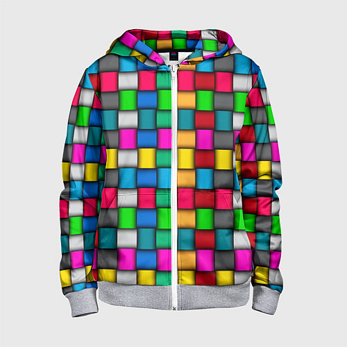 Детская толстовка на молнии Разноцветное переплетение / 3D-Меланж – фото 1