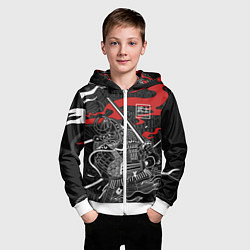 Толстовка на молнии детская Тень война - самурай, цвет: 3D-белый — фото 2