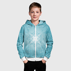 Толстовка на молнии детская Векторные узоры на нежно-бирюзовом фоне, цвет: 3D-белый — фото 2