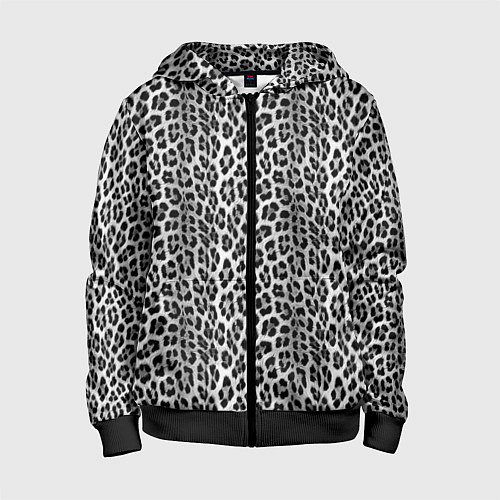 Детская толстовка на молнии Черно-белая шкура леопарда / 3D-Черный – фото 1