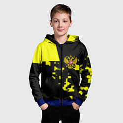 Толстовка на молнии детская Россия имперский стиль пиксели, цвет: 3D-синий — фото 2
