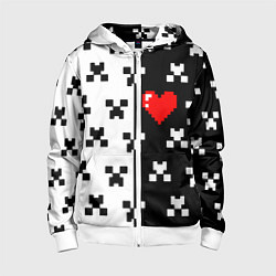 Толстовка на молнии детская Minecraft pattern love, цвет: 3D-белый