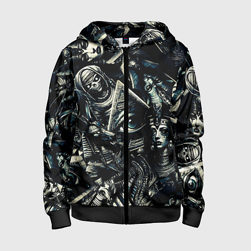 Детская толстовка на молнии Глаз в пирамиде и Египетские Божества / 3D-Черный – фото 1