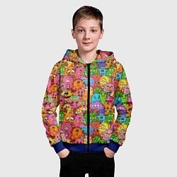 Толстовка на молнии детская Мультяшные монстрики орнамент, цвет: 3D-синий — фото 2