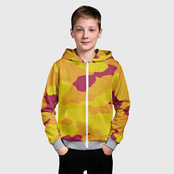 Толстовка на молнии детская Камуфляж золото текстура, цвет: 3D-меланж — фото 2