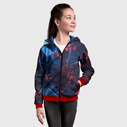 Толстовка на молнии детская Абстрактные треугольные элементы, цвет: 3D-красный — фото 2