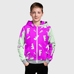 Толстовка на молнии детская Fortnite pattern pink, цвет: 3D-меланж — фото 2