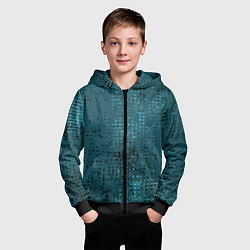 Толстовка на молнии детская Тёмный бирюзовый абстракция однотонный, цвет: 3D-черный — фото 2