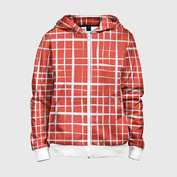Детская толстовка на молнии Светлая клетка на красном