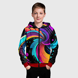 Толстовка на молнии детская Яркая красочная абстракция - нейроарт, цвет: 3D-красный — фото 2