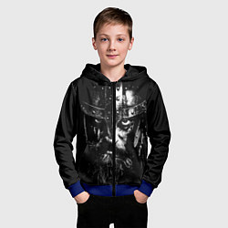 Толстовка на молнии детская Суровый викинг в железном шлеме, цвет: 3D-синий — фото 2