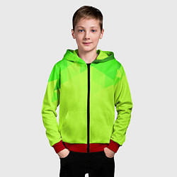 Толстовка на молнии детская Кислотная геометрия лайм, цвет: 3D-красный — фото 2