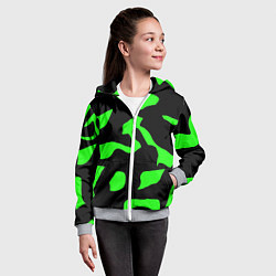Толстовка на молнии детская Зелёный камуфляж милитари, цвет: 3D-меланж — фото 2