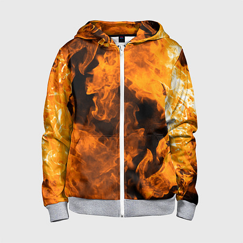 Детская толстовка на молнии Оранжевый огонь / 3D-Меланж – фото 1
