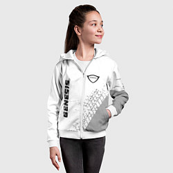 Толстовка на молнии детская Genesis speed на светлом фоне со следами шин верти, цвет: 3D-белый — фото 2