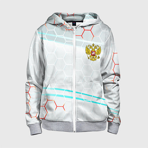 Детская толстовка на молнии Герб РФ броня текстура / 3D-Меланж – фото 1