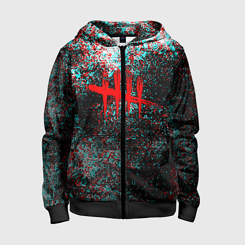 Детская толстовка на молнии Dead by daylight краски глитч / 3D-Черный – фото 1