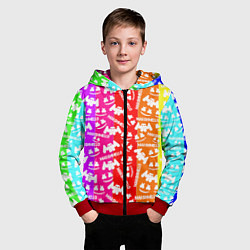 Толстовка на молнии детская Marshmello rainbow, цвет: 3D-красный — фото 2