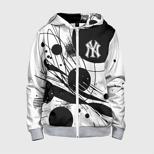 Детская толстовка на молнии New York Yankees baseball team - abstraction / 3D-Меланж – фото 1