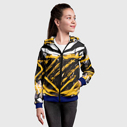 Толстовка на молнии детская Yellow and white abstraction on a black background, цвет: 3D-синий — фото 2
