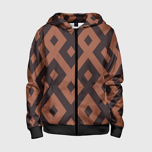 Детская толстовка на молнии Геометрический узор ромб / 3D-Черный – фото 1