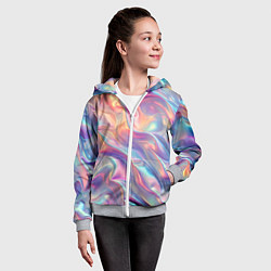 Толстовка на молнии детская Перламутровый голографический градиент, цвет: 3D-меланж — фото 2