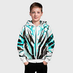 Толстовка на молнии детская Чёрно-голубая абстракция на белом фоне, цвет: 3D-белый — фото 2