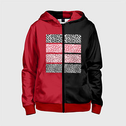 Детская толстовка на молнии Черно красная тигровая аппликация