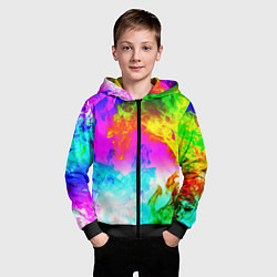 Толстовка на молнии детская Неоново кислотный огонь, цвет: 3D-черный — фото 2