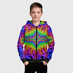 Толстовка на молнии детская Фрактальный узор психоделика, цвет: 3D-черный — фото 2