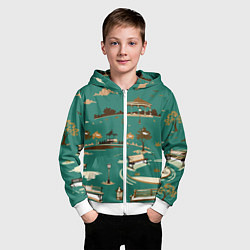 Толстовка на молнии детская Осенний городской парк, цвет: 3D-белый — фото 2