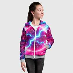 Толстовка на молнии детская Неоновая абстракция - нейроарт, цвет: 3D-меланж — фото 2