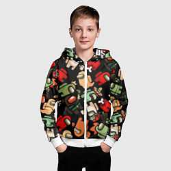 Толстовка на молнии детская Персонажи Among us, цвет: 3D-белый — фото 2