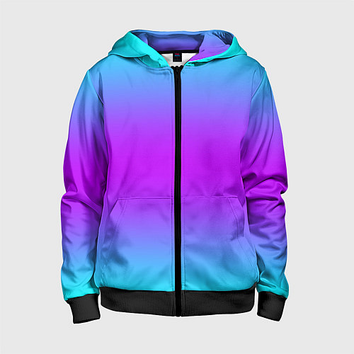 Детская толстовка на молнии Градиент текстура неоновая / 3D-Черный – фото 1