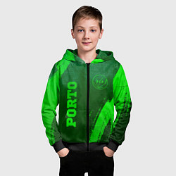 Толстовка на молнии детская Porto - green gradient вертикально, цвет: 3D-черный — фото 2