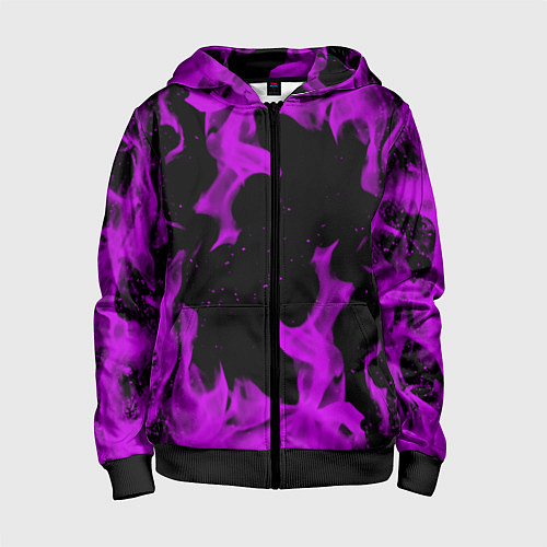 Детская толстовка на молнии Неоновый огонь текстура / 3D-Черный – фото 1