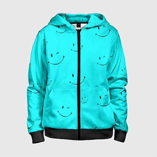 Детская толстовка на молнии Подмигивающая улыбка / 3D-Черный – фото 1