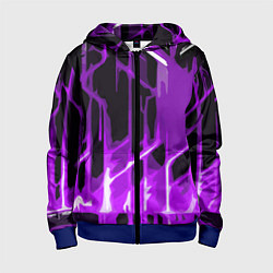 Толстовка на молнии детская Abstract purple stripes on a black background, цвет: 3D-синий