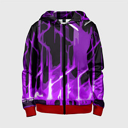 Детская толстовка на молнии Abstract purple stripes on a black background