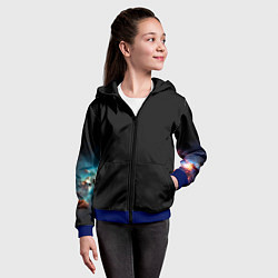 Толстовка на молнии детская Руки вселенной, цвет: 3D-синий — фото 2