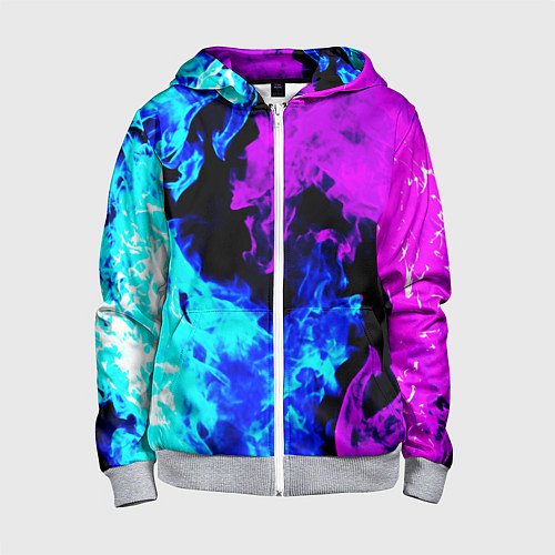 Детская толстовка на молнии Битва неонового огня / 3D-Меланж – фото 1
