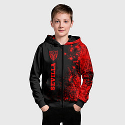 Толстовка на молнии детская Sevilla - red gradient по-вертикали, цвет: 3D-черный — фото 2