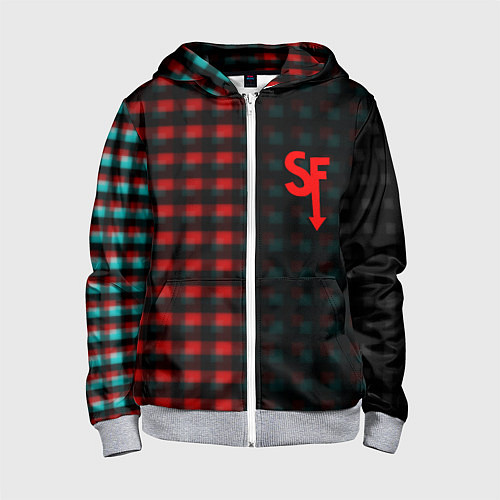 Детская толстовка на молнии Sally face текстура глитч / 3D-Меланж – фото 1